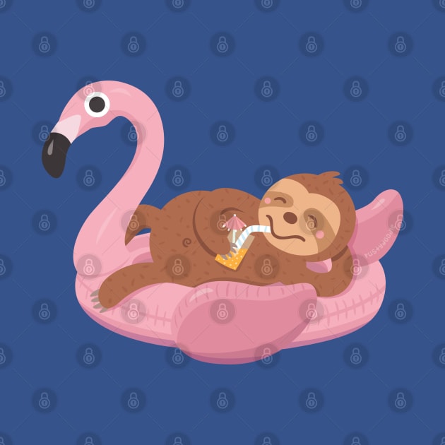 Sloth Chilling On Flamingo Pool Float by rustydoodle