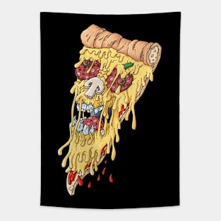 Pizza Crime, Skull, Fast food, Cartoon Tapestry