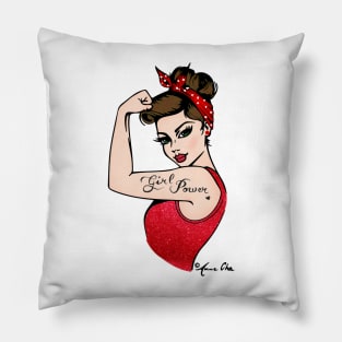 Girl Power by Anne Cha Modern Rosie the Riveter Pillow