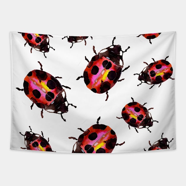 Watercolor Ladybugs Tapestry by ZeichenbloQ