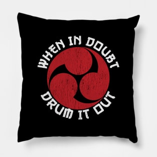 Taiko Quote Red Distressed Mitsudomoe Pillow