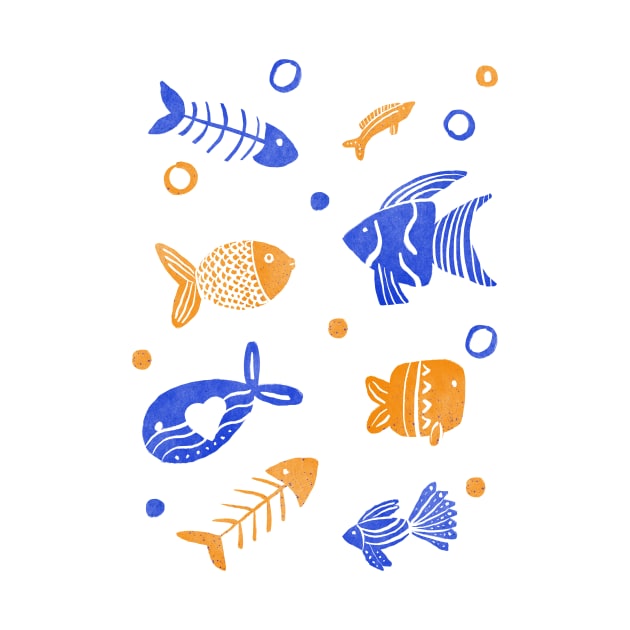 Blue and yellow tropical fishes by Home Cyn Home 