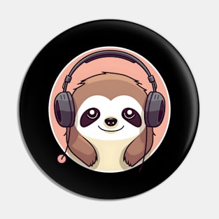 Sloth headphones Pin