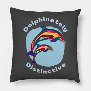 Dolphinately Distinctive Rainbow Dolphins Pillow