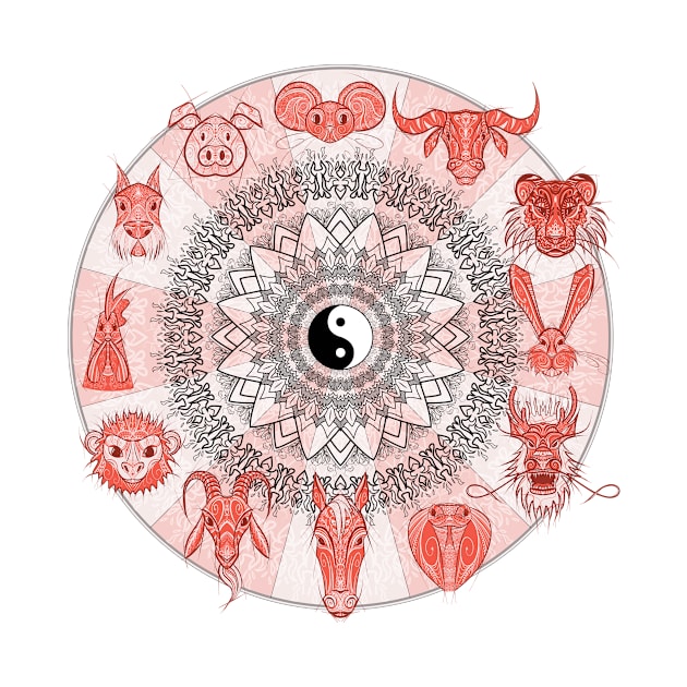 Circle - Chinese Zodiac - Animal Drawing by Red Fody