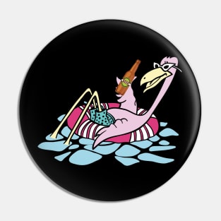 'Beer Lover Flamingo' Funny Flamingo Bird Pin