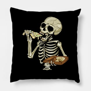 Pizza Lover, Funny Skeleton, Eating Pizza Pillow
