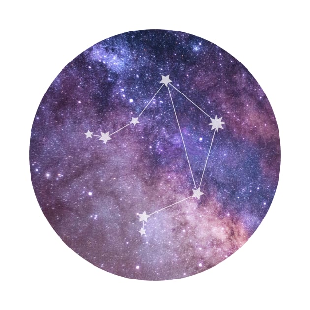 Libra Sign in the Dark Pink Starry Night Sky by BloomingDiaries