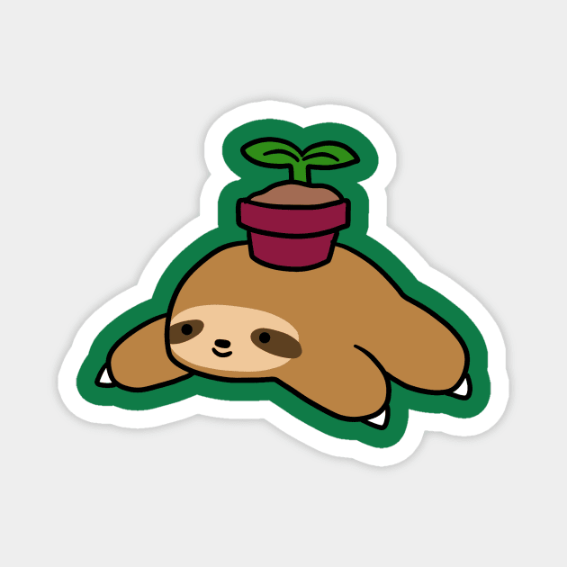 Potted Plant Sloth Magnet by saradaboru