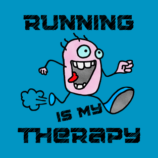 Running is my Therapy (Cartoon Art) T-Shirt