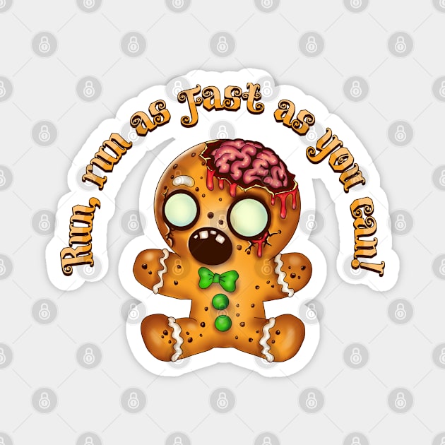 Christmas Gingerbread Man Zombie Magnet by H. R. Sinclair