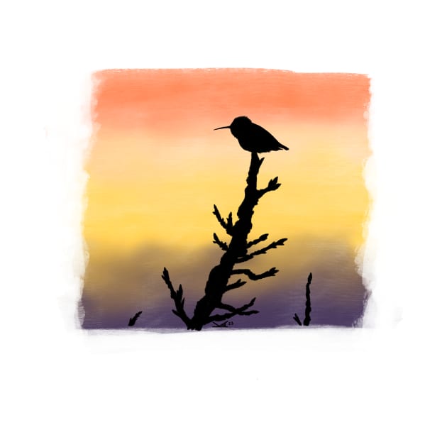 Hummingbird Silhouette Sunset by FernheartDesign