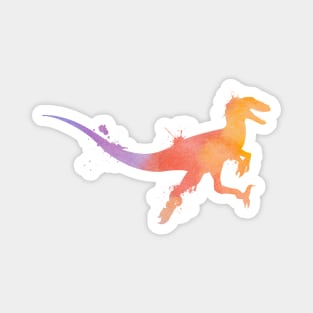 Utahraptor or Velociraptor Jumping Watercolor Magnet