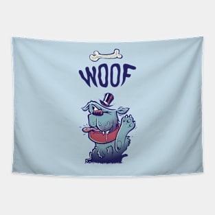 Woof Top Hat Dog Tapestry