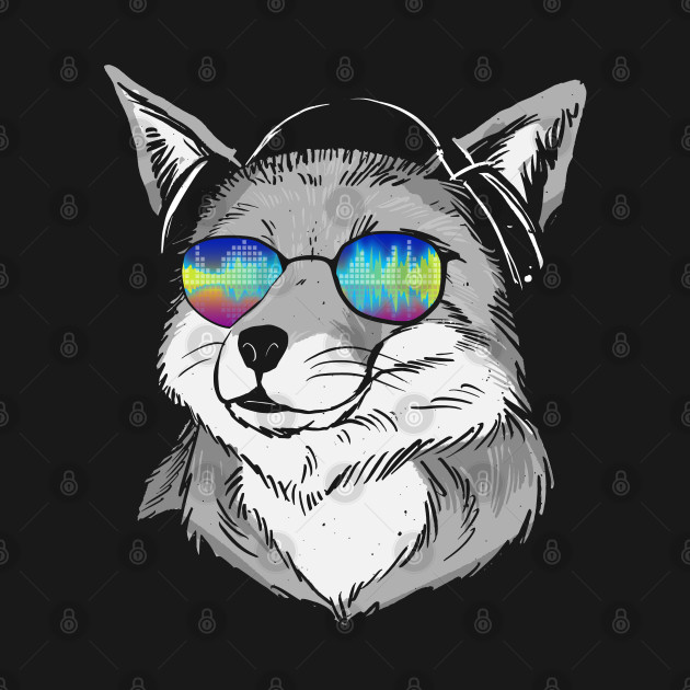 Discover Fox with headphones and cool equalizer glasses - Fox With Headphones And Cool Glasses - T-Shirt