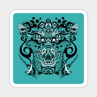 blue boho immortal tribal beasts in ecopop pattern Magnet