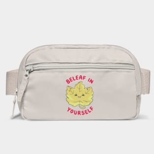 Beleaf In Yourself Funny Motivational Quote Pun Bag