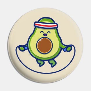 Cute Avocado Playing Jump Rope Pin