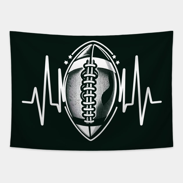 Gridiron Pulse: Heartbeat of Football Passion Tee Tapestry by Mapd