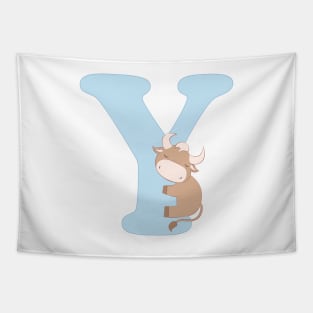 Y - blue - yak ox Tapestry