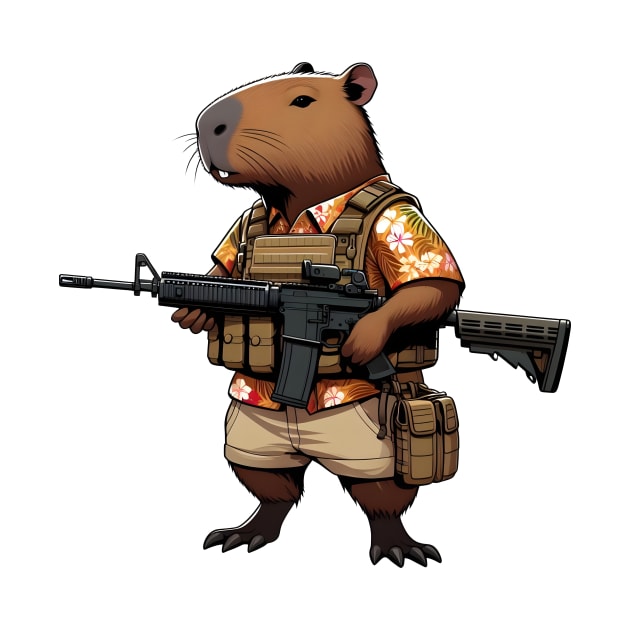 tactical capybara by Rawlifegraphic