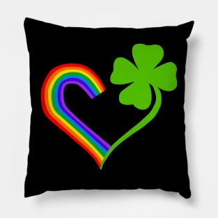 Clover Rainbow Pride Irish Heart Pillow