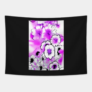 EYECATCHING PINK AND BLACK FLORAL PRINT Tapestry