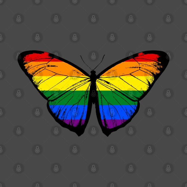 Vintage LGBTQ Pride Rainbow Flag of Butterfly Moth | Support LGBTQ Community and Stand with LGBTQ+ by Mochabonk