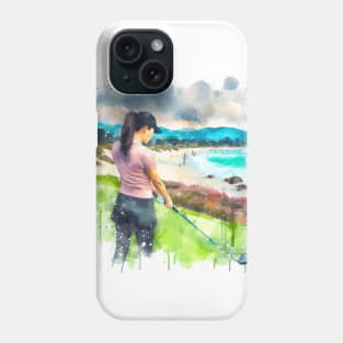 Artistic illustration of a woman golfer Phone Case