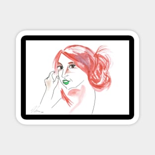 Girl With A Messy Bun - Red Palette Magnet