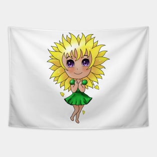 Sunflower Chibi Girl Tapestry
