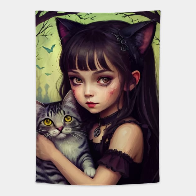 CAT SCRATCH FEVER Tapestry by Morrigan Austin