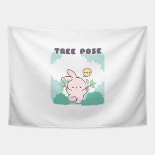 The Serenity of the Bunny in Tree Pose Yoga Tapestry