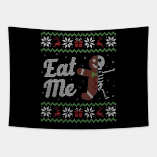 Ugly Christmas Sweater Gingerbread Skeleton Eat Me Tapestry