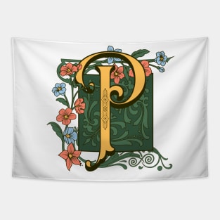 Art Nouveau Letter P, Ornamental Letter P, Art Deco Tapestry