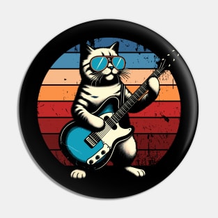 Electric Guitar Cat Rock Music Retro Funny Cat Pin