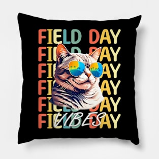 School field day Vibes Summer 2024 Cat Teachers Kids Pillow