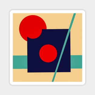 Geometric Red Circles Modern Art Magnet