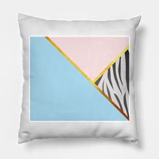 Abstract zebra print, color blocking blue Pillow