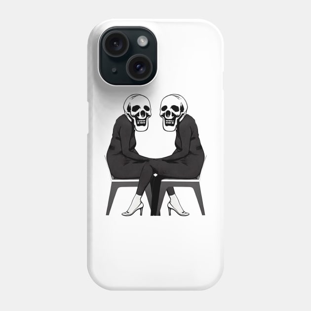 2 LADY skull connection faces sitting alone abyss. skull dream platinum return LSD. blood money pump Phone Case by Tiger Picasso