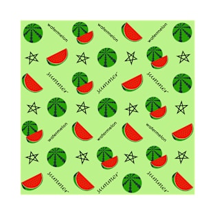 Summer pattern with watermelon on a green background T-Shirt