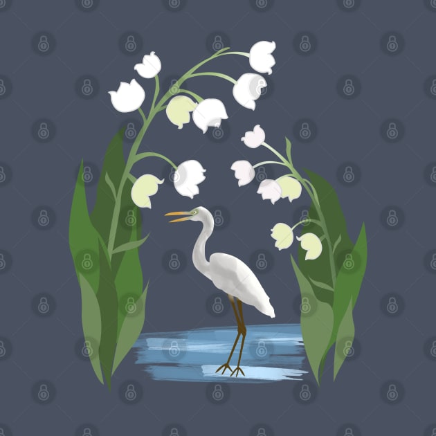 Lilies and Egret by CTstudio