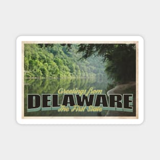 Greetings from Delaware - Vintage Travel Postcard Design Magnet