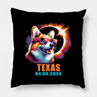 Texas Total Solar Eclipse 2024 Corgi Dog Pillow