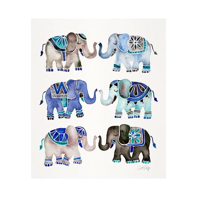 grey blue elephants by CatCoq