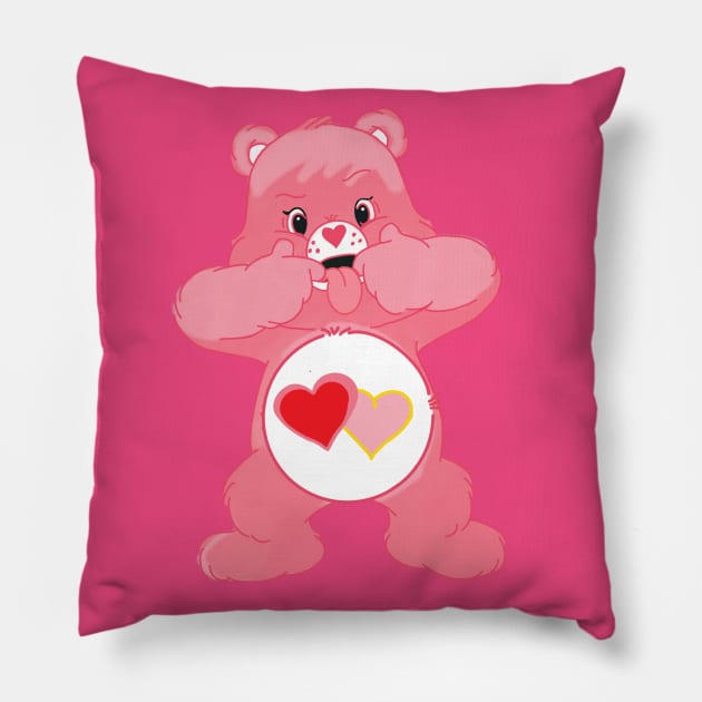 Love - a - lot bear sticking tongue out Pillow by tailspalette