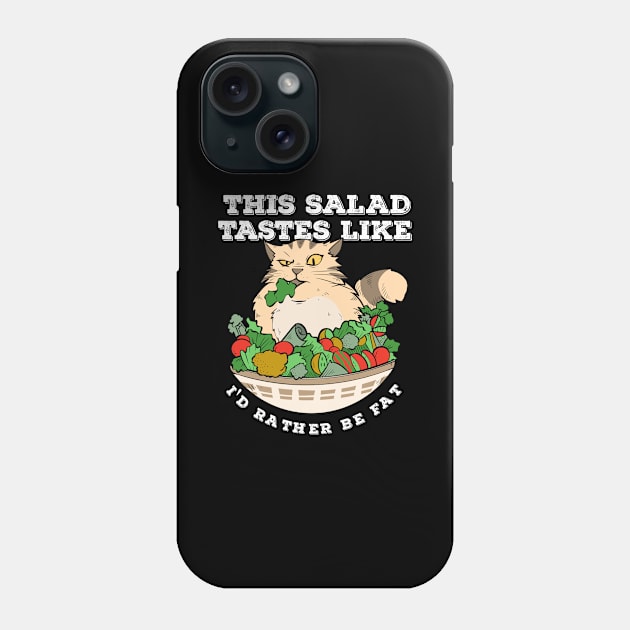 Funny Diet Cat Weightloss Fasting Gym Workout Fitness Salad Phone Case by TellingTales