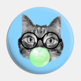 Cat and green bubble gum Pin