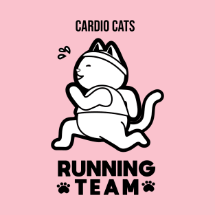 Cardio Cats running team black and white T-Shirt