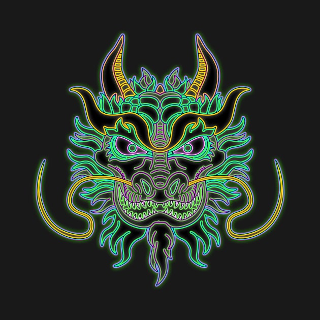 Neon Dragon Head by Leroy Binks